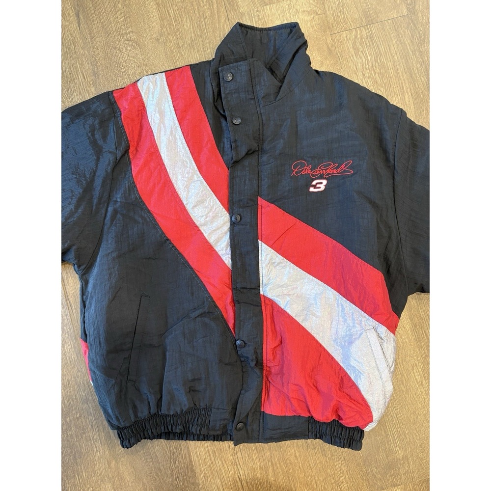 Vintage Dale Earnhardt Puffer Jacket Large 3 Winston Windbreaker Quilted
